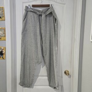 Max Studio Striped Linen Blend Pants Womens XL Black White NWT 9701L01